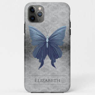 Blue Jewelled Butterfly Damask iPhone 11 Pro Max Case
