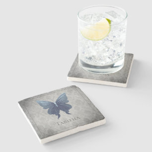 Blue Jewelled Butterfly Stone Coaster