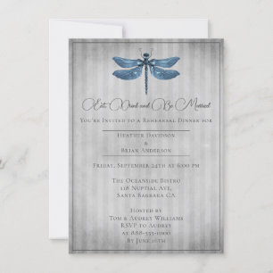 Blue Jewelled Dragonfly Rehearsal Dinner Invitation