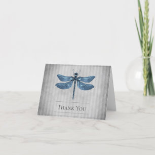 Blue Jewelled Dragonfly Wedding Thank You Card