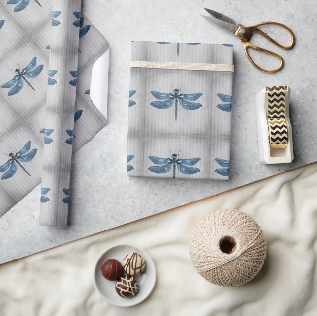 Blue Jewelled Dragonfly Wrapping Paper (Crafts)