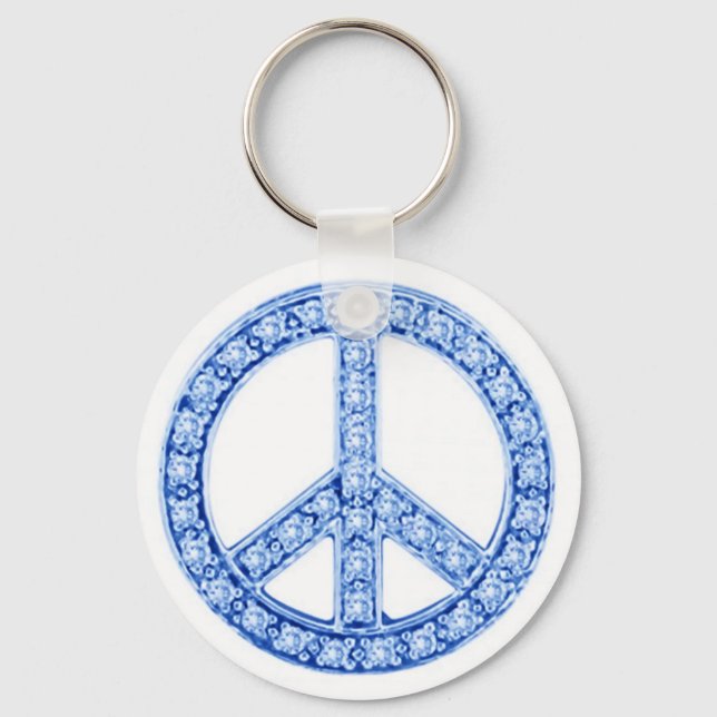 Blue Jewels Peace Sign Key Ring (Front)