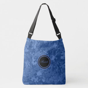 Blue Jigsaw Puzzle Pieces Add Name or Monogram Crossbody Bag