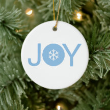 Blue Joy Christmas Ceramic Ornament