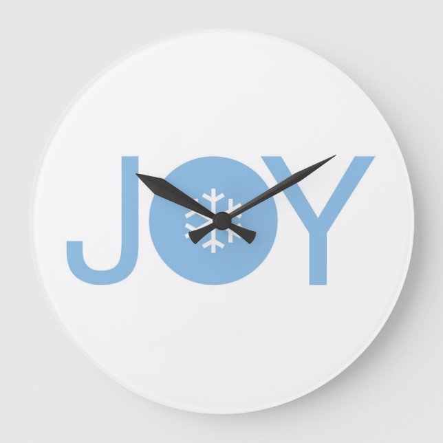 Blue Joy Christmas Large Clock (Front)