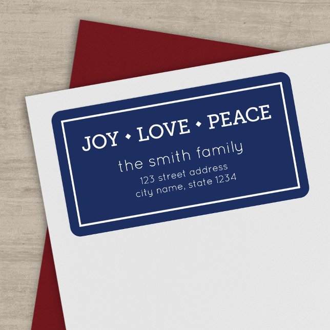 Blue Joy Love Peace Modern Holiday Address Label (Creator Uploaded)