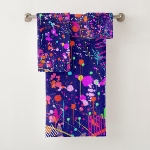 Blue Jubilee Abstract Art Bath Towel Set