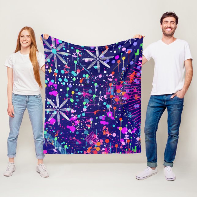 Blue Jubilee Abstract Art  Fleece Blanket (In Situ)