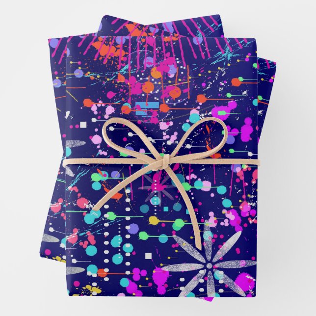 Blue Jubilee Abstract Art  Wrapping Paper Sheet (In situ)