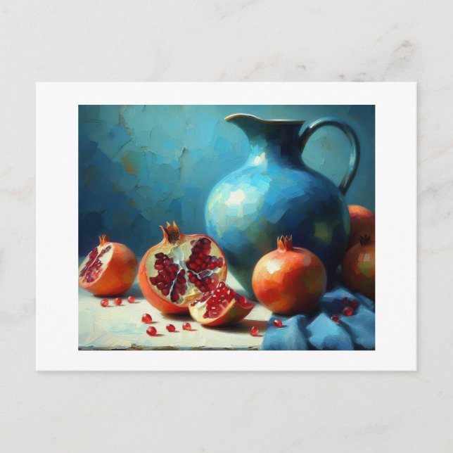 Blue Jug and Pomegranates,  Postcard (Front)
