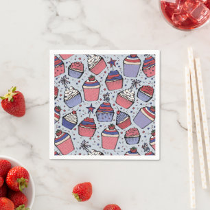 Blue July 4th Red White & Blue Patriotic Cupcakes Napkin