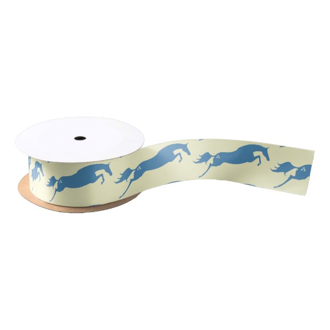 Blue Jumping Horse Satin Ribbon (Spool)