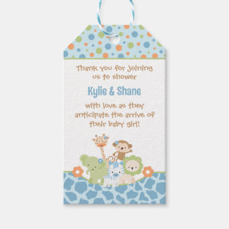Blue Jungle Animals Baby Shower Favor Gift Tag
