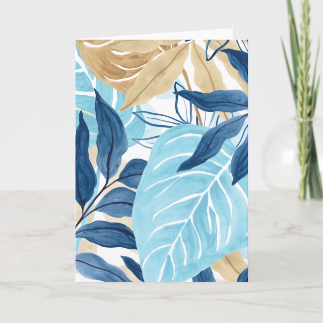 Blue Jungle Leaves Card (Front)