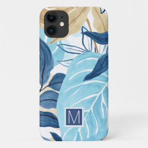 Blue Jungle Leaves iPhone 11 Case