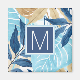 Blue Jungle Leaves Magnet