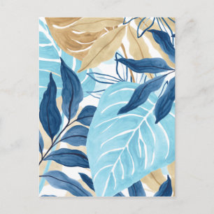 Blue Jungle Leaves Postcard