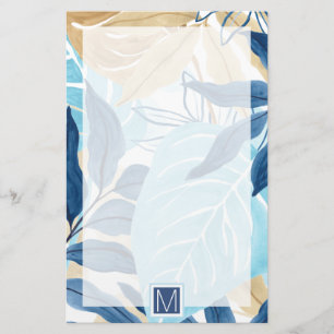 Blue Jungle Leaves Stationery