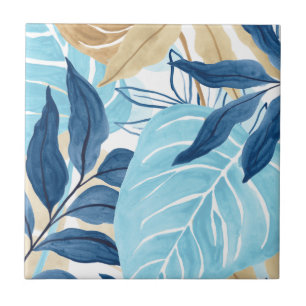 Blue Jungle Leaves Tile