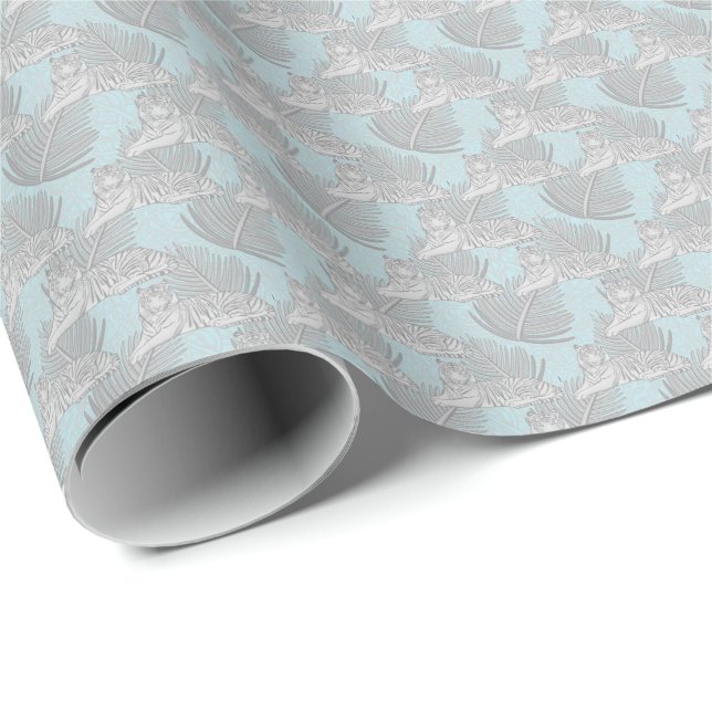 Blue Jungle Tiger Pattern Wrapping Paper (Roll Corner)