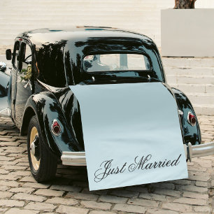 Blue Just Married Fabric Car Wedding Banner Sign Tapestry