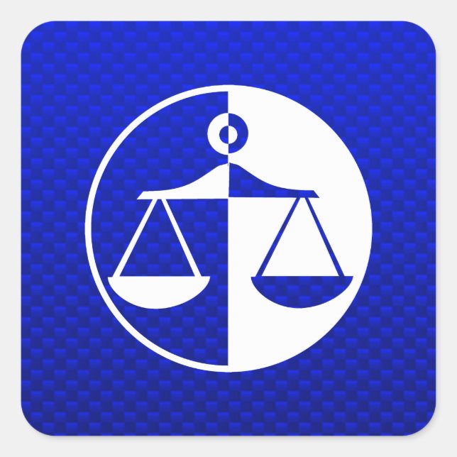Blue Justice Scales Square Sticker (Front)