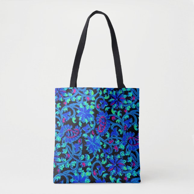Blue Kalamkari Print Tote Bag (Front)