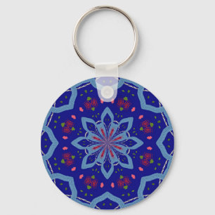 Blue Kaleido Style Key Ring