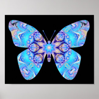Blue Kaleidoscope Butterfly Print
