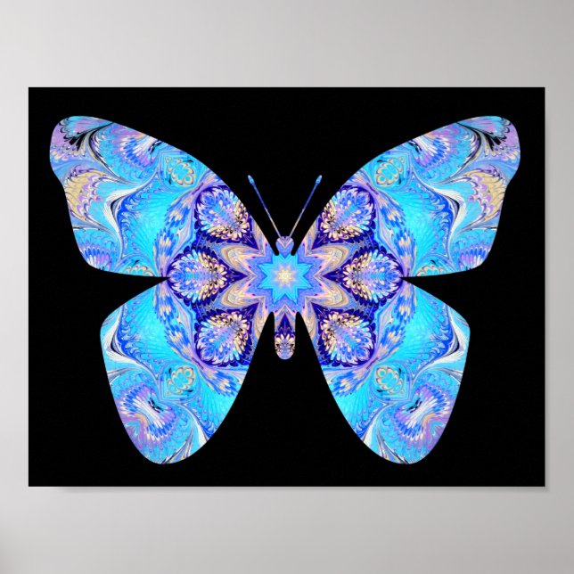 Blue Kaleidoscope Butterfly Print (Front)
