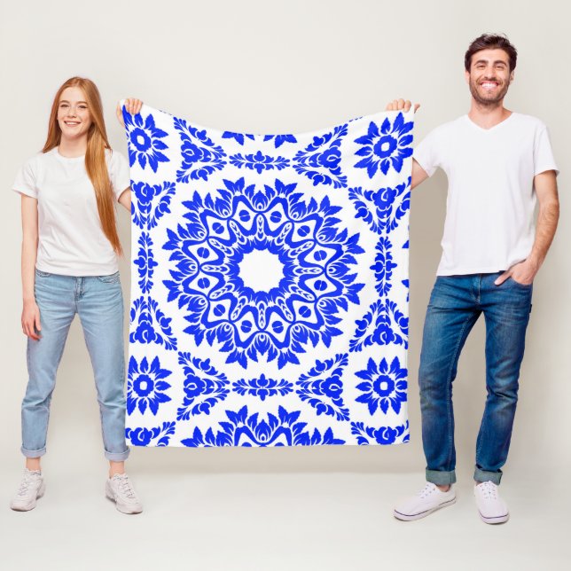 Blue Kaleidoscope Fleece Blanket (In Situ)