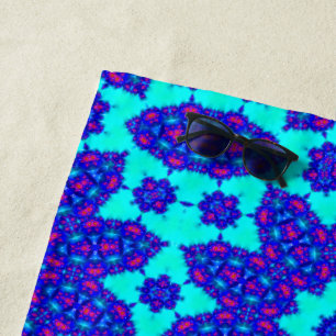 Blue kaleidoscope flourished beach towel