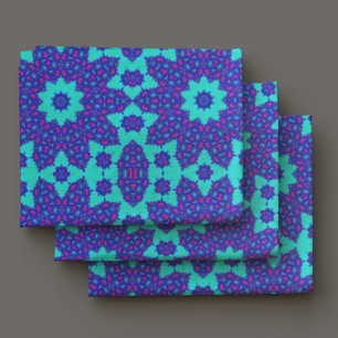 Blue kaleidoscope flourished fabric