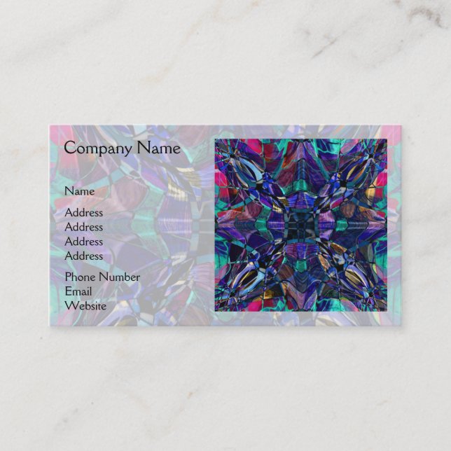 Blue Kaleidoscope Fractal Business Card (Front)