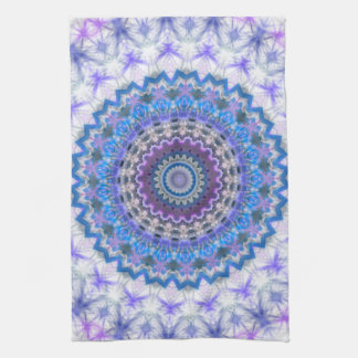 Blue Kaleidoscope Mandala light kitchen tea towel