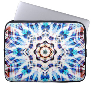 Blue kaleidoscope mix of texture and fabric woven  laptop sleeve