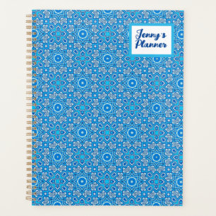 Blue Kaleidoscope Pattern Boho Name Planner