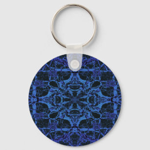 Blue kaleidoscope pattern key ring