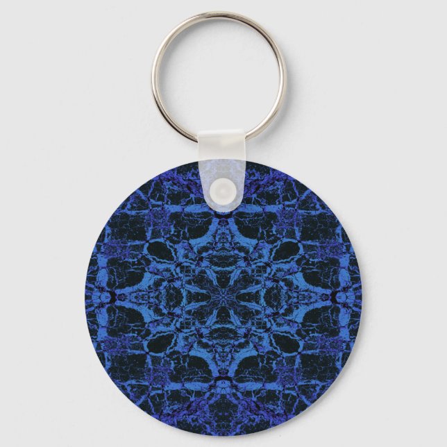 Blue kaleidoscope pattern key ring (Front)