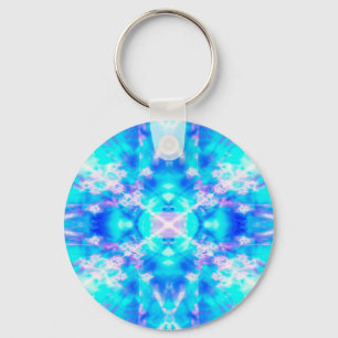 Blue kaleidoscope pattern key ring