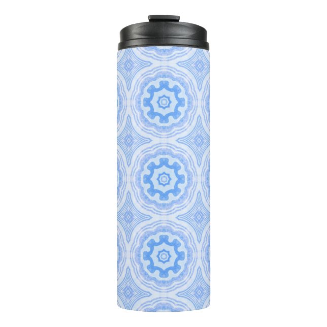 Blue Kaleidoscope Pattern Thermal Tumbler (Front)