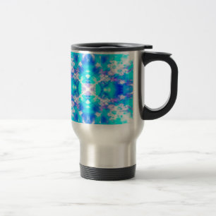 Blue kaleidoscope pattern travel mug