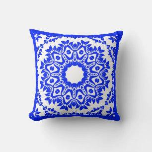 Blue Kaleidoscope Reversible Throw Pillow