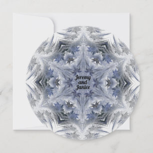 Blue Kaleidoscope Snowflake Design with Names  Invitation