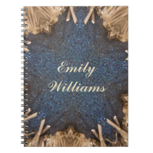 Blue Kaleidoscope Star Wicker Background Notebook