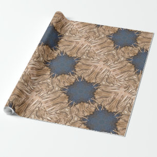 Blue Kaleidoscope Star Wicker Background Wrapping Paper