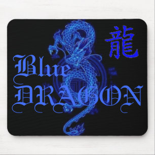Blue Kanji Dragon Letter Mousepad