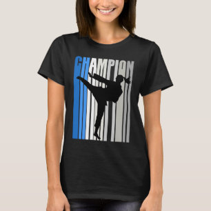 Blue Karate Champion Girls Birthday Competition Te T-Shirt