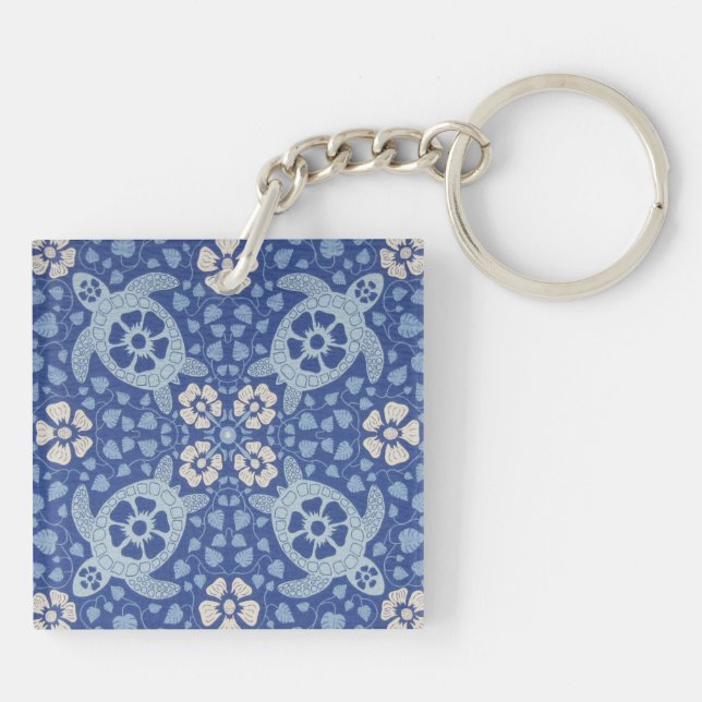 Blue Kauai Turtles Key Ring (Back)