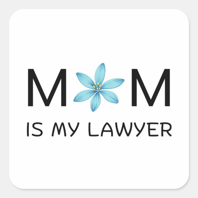 blue kawaii cute sticker- botanical flower stikcer square sticker (Front)